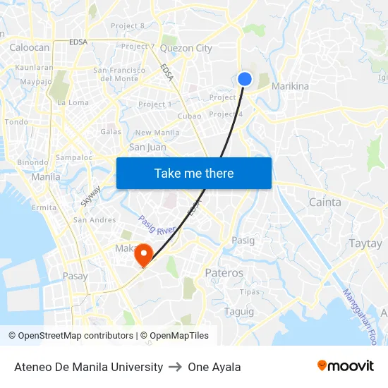 Ateneo De Manila University to One Ayala map