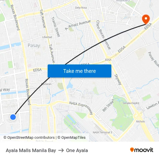 Ayala Malls Manila Bay to One Ayala map