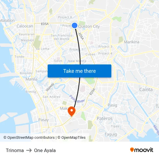 Trinoma to One Ayala map