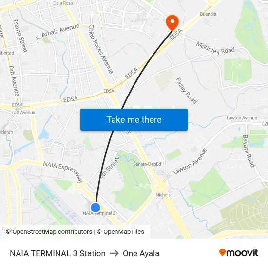 NAIA TERMINAL 3 Station to One Ayala map