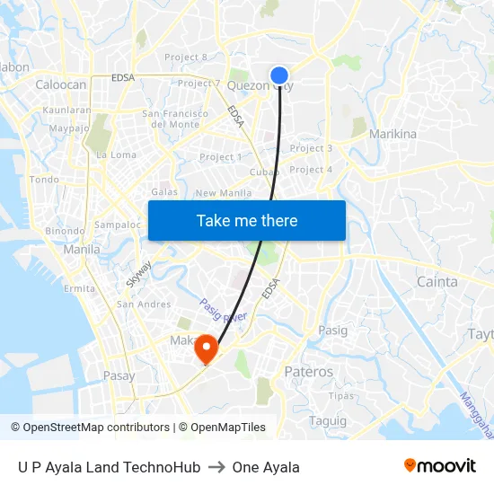 U P Ayala Land TechnoHub to One Ayala map
