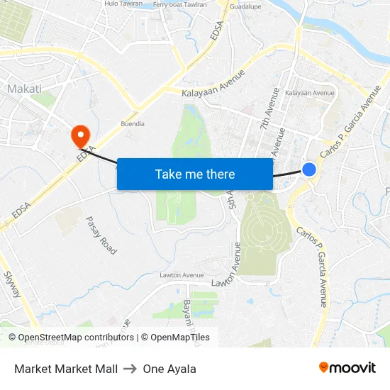 Market Market Mall to One Ayala map
