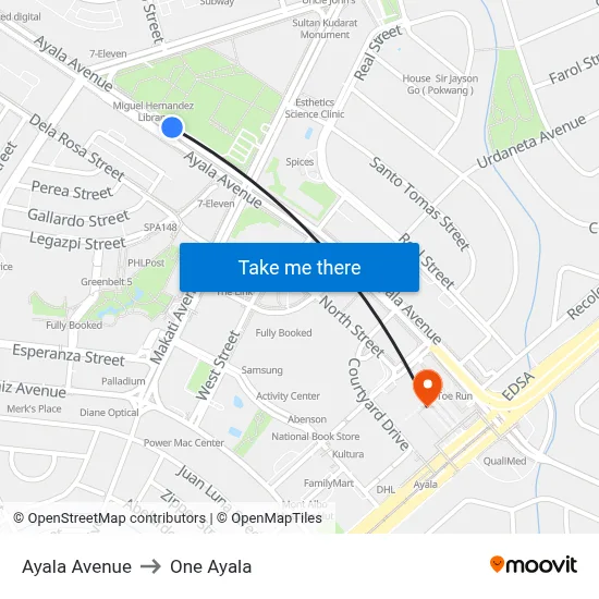 Ayala Avenue to One Ayala map