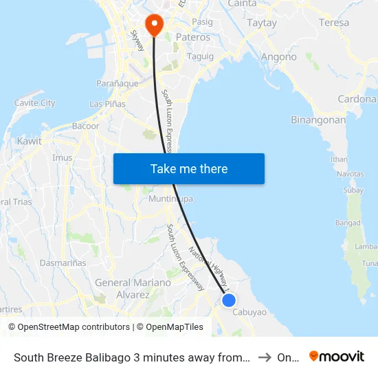 South Breeze Balibago 3 minutes away from Santa Rosa Commercial Complex, Macabling to One Ayala map