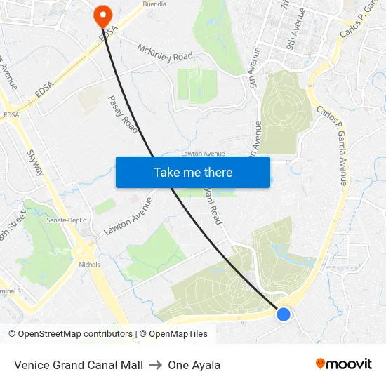 Venice Grand Canal Mall to One Ayala map