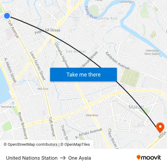 United Nations Station to One Ayala map