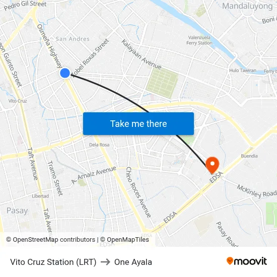 Vito Cruz Station (LRT) to One Ayala map
