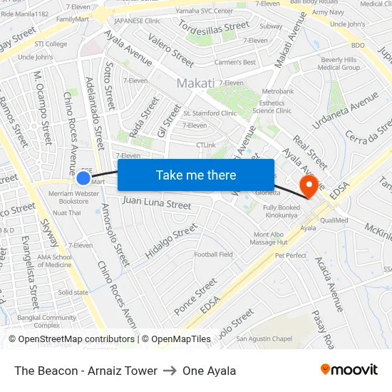 The Beacon - Arnaiz Tower to One Ayala map