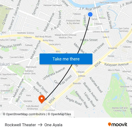 Rockwell Theater to One Ayala map