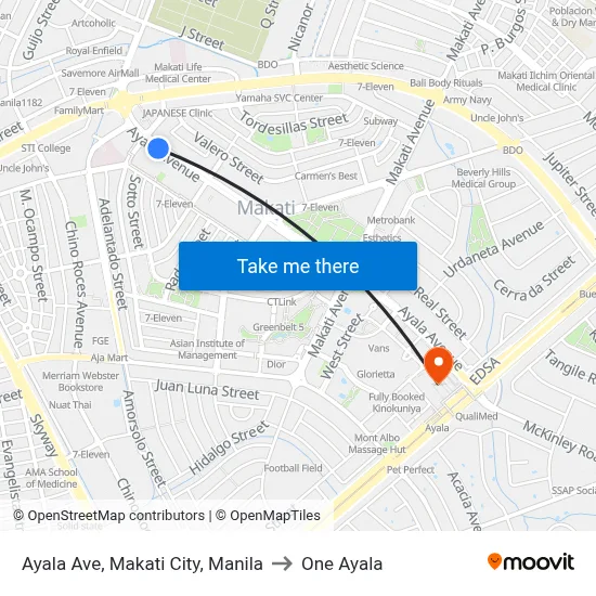 Ayala Ave, Makati City, Manila to One Ayala map