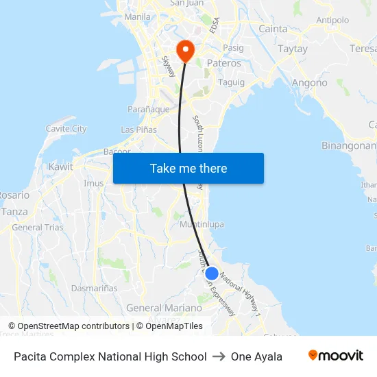 Pacita National High School to One Ayala map