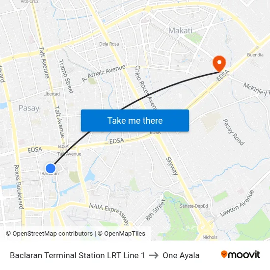 Baclaran Terminal Station LRT Line 1 to One Ayala map