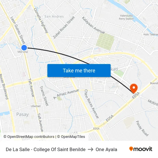 De La Salle - College Of Saint Benilde to One Ayala map