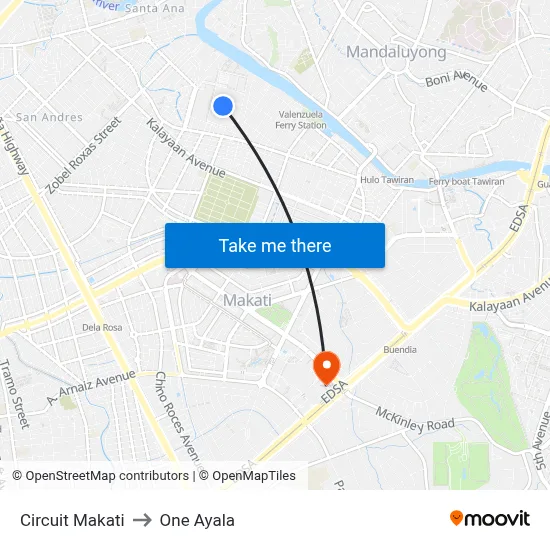 Circuit Makati to One Ayala map