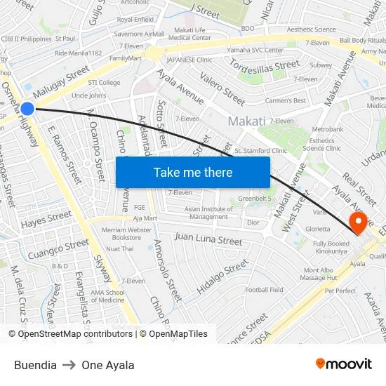 Buendia to One Ayala map