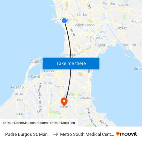 Padre Burgos St, Manila to Metro South Medical Center map