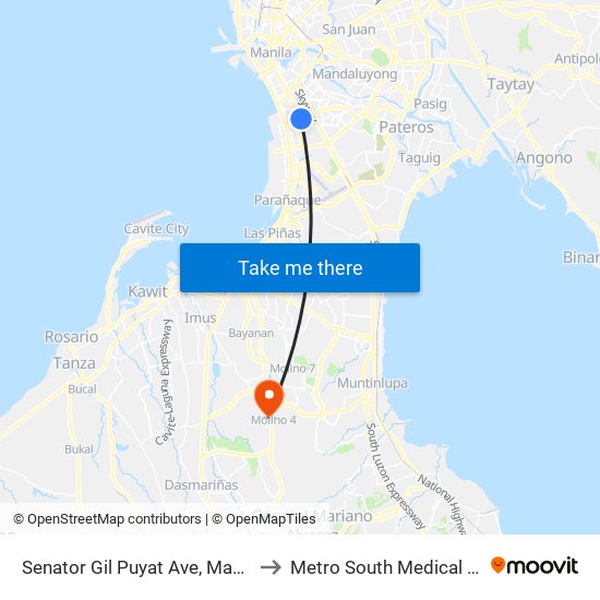 Senator Gil Puyat Ave, Makati City to Metro South Medical Center map