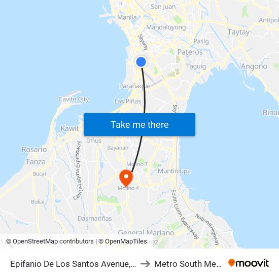 Epifanio De Los Santos Avenue, Lungsod Ng Pasay to Metro South Medical Center map