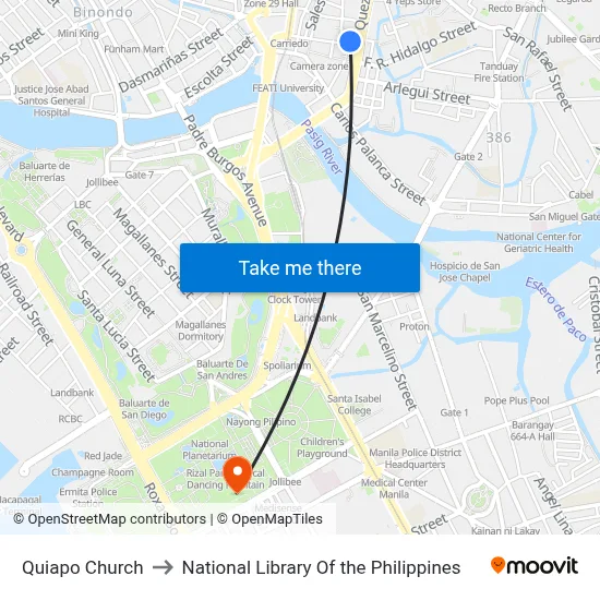 Quiapo Church to National Library Of the Philippines map