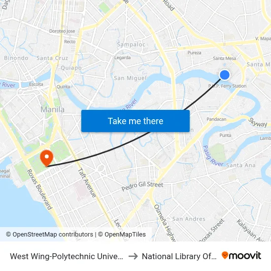 West Wing-Polytechnic University of the Philippines to National Library Of the Philippines map