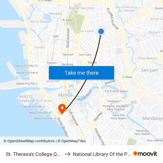 St. Theresa's College Quezon City to National Library Of the Philippines map