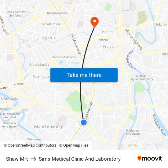 Shaw Mrt to Sims Medical Clinic And Laboratory map