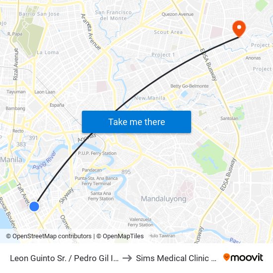 Leon Guinto Sr. / Pedro Gil Intersection, Manila to Sims Medical Clinic And Laboratory map