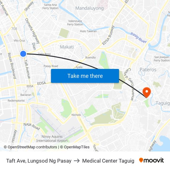 Taft Ave, Lungsod Ng Pasay to Medical Center Taguig map