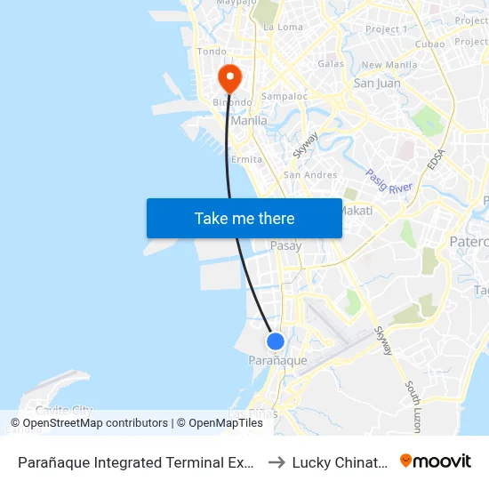 Parañaque Integrated Terminal Exchange to Lucky Chinatown map