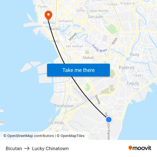 Bicutan to Lucky Chinatown map