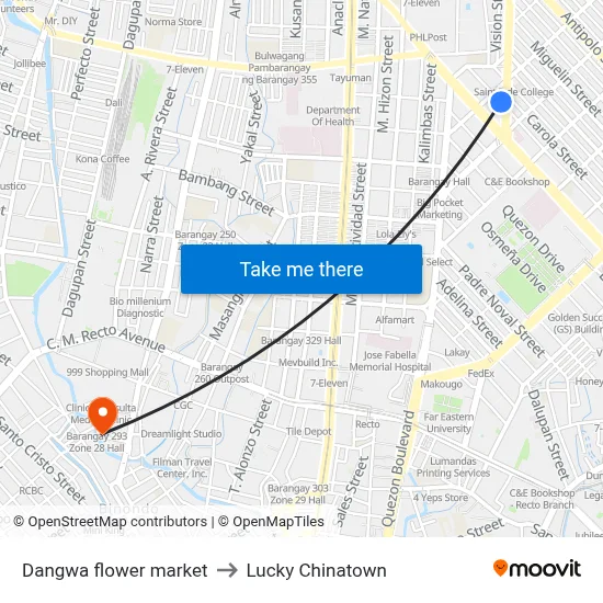 Dangwa flower market to Lucky Chinatown map