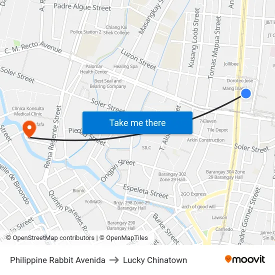 Philippine Rabbit Avenida to Lucky Chinatown map