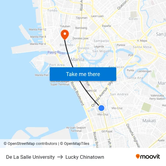De La Salle University to Lucky Chinatown map