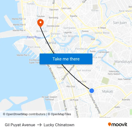 Gil Puyat Avenue to Lucky Chinatown map
