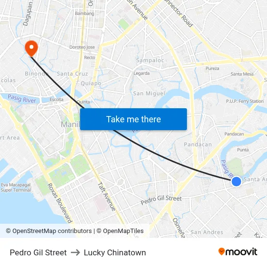 Pedro Gil Street to Lucky Chinatown map
