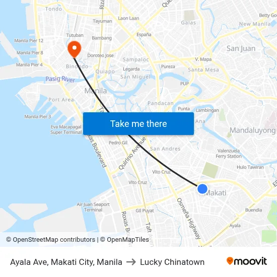 Ayala Ave, Makati City, Manila to Lucky Chinatown map