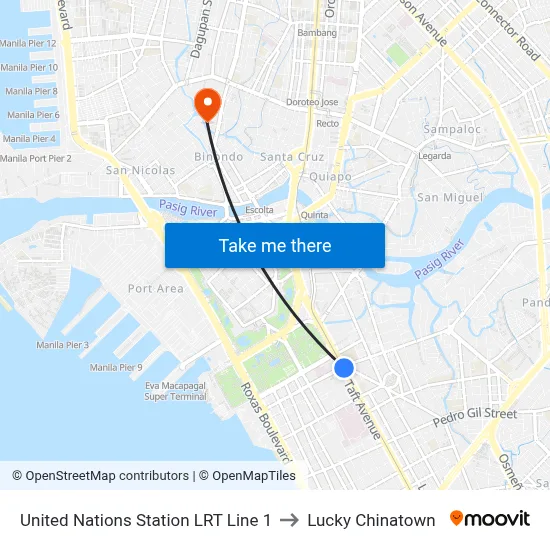 United Nations Station LRT Line 1 to Lucky Chinatown map