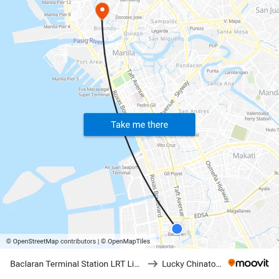 Baclaran Terminal Station LRT Line 1 to Lucky Chinatown map