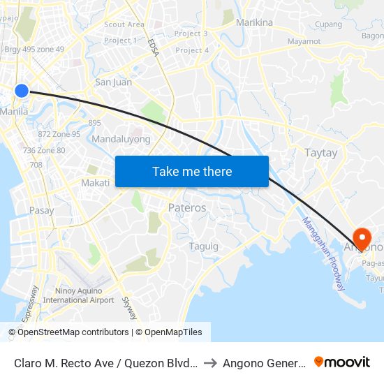 Claro M. Recto Ave / Quezon Blvd Intersection, Manila to Angono General Hospital map