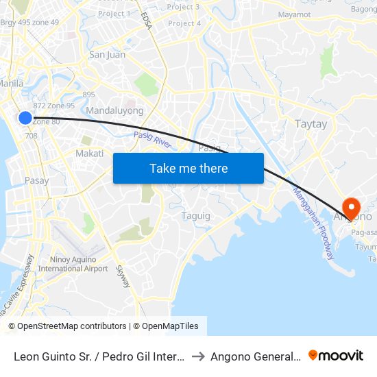 Leon Guinto Sr. / Pedro Gil Intersection, Manila to Angono General Hospital map