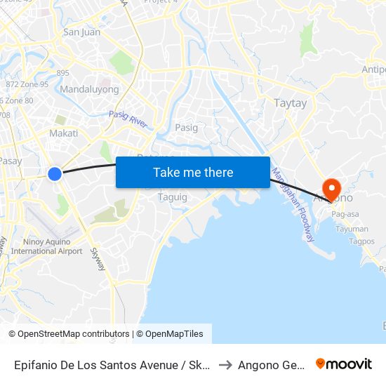 Epifanio De Los Santos Avenue / Skyway , Lungsod Ng Makati, Manila to Angono General Hospital map