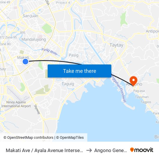 Makati Ave / Ayala Avenue Intersection, Makati City, Manila to Angono General Hospital map