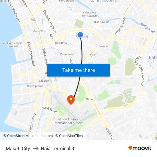 Makati City. to Naia Terminal 3 map