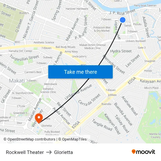 Rockwell Theater to Glorietta map