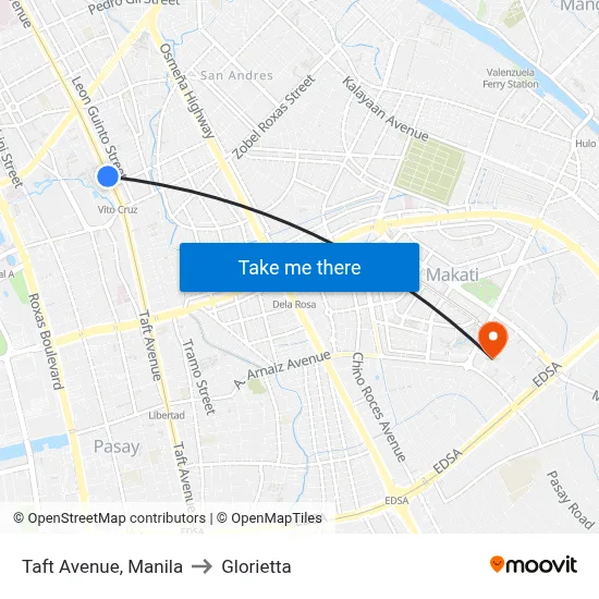 Taft Avenue, Manila to Glorietta map