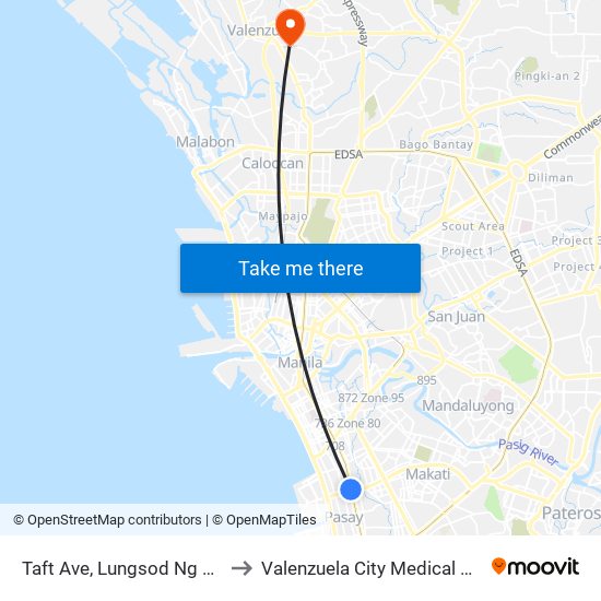 Taft Ave, Lungsod Ng Pasay to Valenzuela City Medical Center map