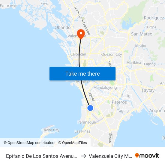 Epifanio De Los Santos Avenue, Lungsod Ng Pasay to Valenzuela City Medical Center map