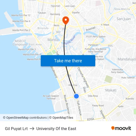 Gil Puyat Lrt to University Of the East map