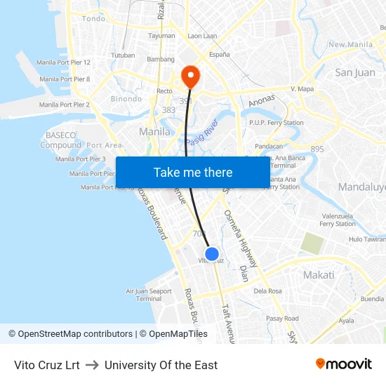 Vito Cruz Lrt to University Of the East map