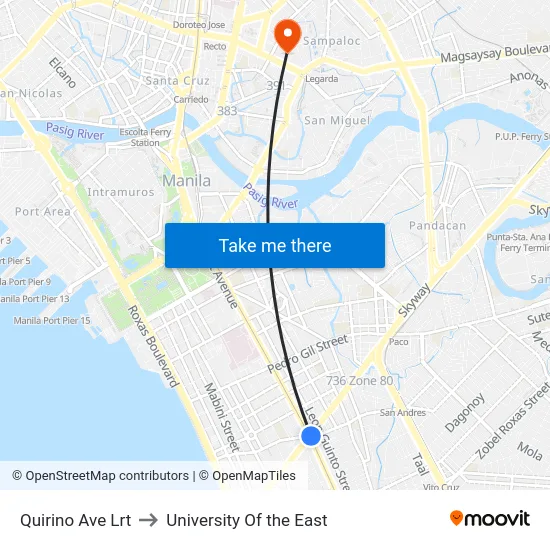 Quirino Ave Lrt to University Of the East map
